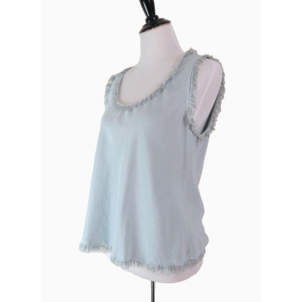 Anthropologie Maven West Size S Tencel Blend Top Fringe Light Blue
